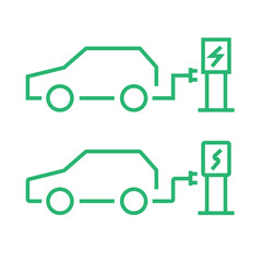Electric Car Charging Station Icon Eco Vehicle and Green Energy Vector