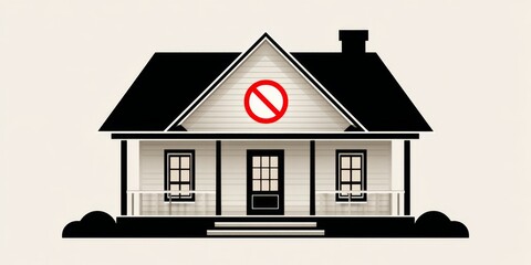 A simple icon of a house with a red strike-through representing asset seizure