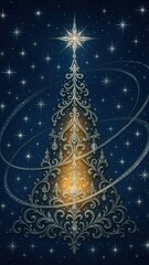 Ornate celestial Christmas tree design.