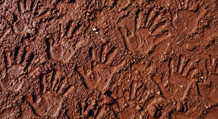 Handprints in Mud Surface