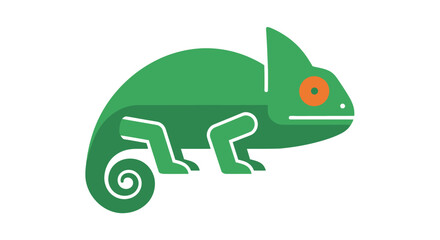 Stylized green chameleon illustration with curly tail on a white background vector art