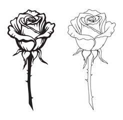 Two black and white rose illustrations perfect for designs and creative projects