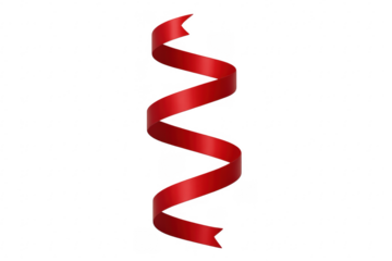 Red spiral ribbon creating decorative element on transparent background