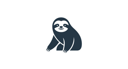 Minimalist charming sloth illustration on white background, perfect for logo design and branding