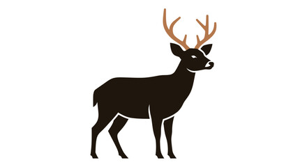 Obraz premium Elegant minimalist silhouette of a deer with antlers standing gracefully looking ahead isolated