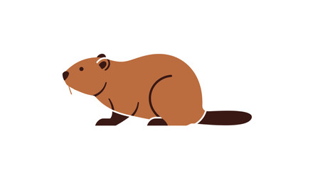 Cartoon vector illustration of a cute brown beaver against a clean white background