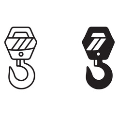 Two different styles of construction crane hooks isolated on a clean white background