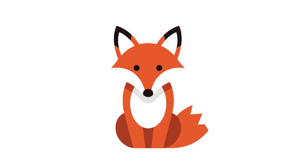 Obraz premium Minimalist fox illustration in flat design style with vibrant orange and black colors