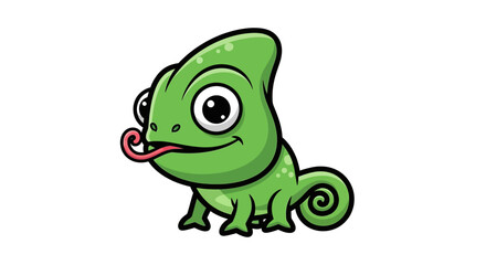 Fototapeta premium Adorable cartoon chameleon with a playful expression ideal for children's content
