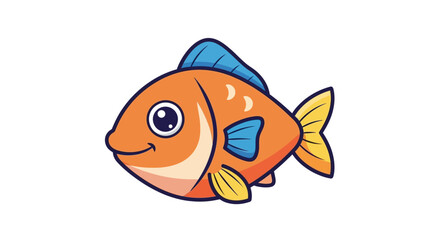 Cute cartoon fish illustration with vibrant orange and blue colors and playful design