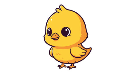 Adorable cartoon illustration of a cute yellow chick on a white background