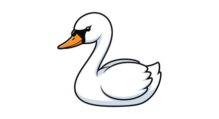 Elegant cartoon swan with smooth curves and vibrant colors capturing serene beauty