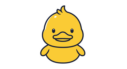 Cute yellow duckling cartoon illustration with cheerful expression for kids content