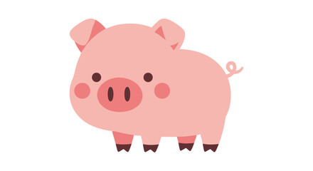 Cute pink pig cartoon illustration, perfect for children's books and animal-themed designs
