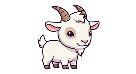 Adorable cartoon goat illustration with a cute smile and charming features offering a whimsical