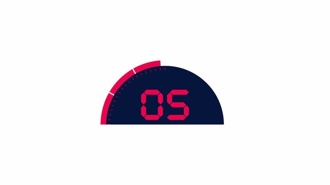 Circular speedometer style digital countdown animation with a rotating progress bar and numeric timer at the center. 10 second countdown in 4K with alpha motion.