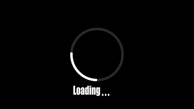 4K Loading circle icon, loading circle animation loading circle line animation on black screen background, loading icon for download progress, load game data, buffering process, 4k video,