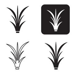 Vector illustration of stylized grass elements in various design compositions and arrangements.