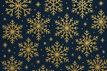Golden snowflakes on navy background.
