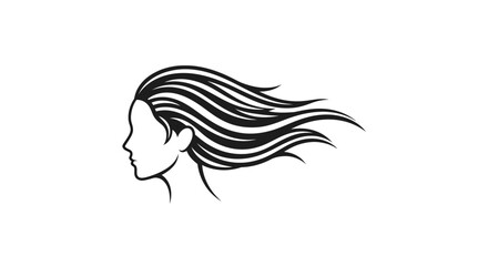 Elegant Woman's Profile with Flowing Hair Vector Illustration for Beauty and Fashion