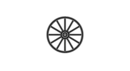 Illustration depicting an old-fashioned wagon wheel with a classic design and detail © Anisah