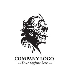 Elegant Old Woman Logo Symbol in Black on White Background with Classic and Minimalist Design