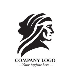 Elegant Old Woman Logo Symbol in Black on White Background with Classic and Minimalist Design