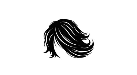 Stylized vector illustration featuring a short wavy hairstyle design in black color on a clean