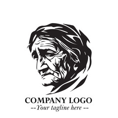 Elegant Old Woman Logo Symbol in Black on White Background with Classic and Minimalist Design