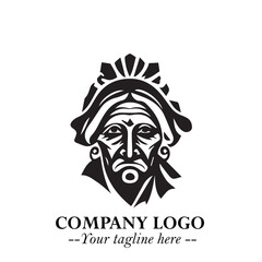 Elegant Old Woman Logo Symbol in Black on White Background with Classic and Minimalist Design