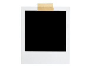  Blank Instant Photo Frame with Adhesive Tape on White Background, Isolated on Transparent PNG
