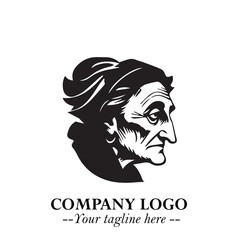 Elegant Old Woman Logo Symbol in Black on White Background with Classic and Minimalist Design