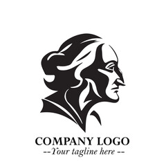 Elegant Old Woman Logo Symbol in Black on White Background with Classic and Minimalist Design