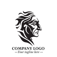 Elegant Old Woman Logo Symbol in Black on White Background with Classic and Minimalist Design