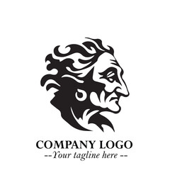 Elegant Old Woman Logo Symbol in Black on White Background with Classic and Minimalist Design