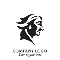 Elegant Old Woman Logo Symbol in Black on White Background with Classic and Minimalist Design