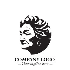 Elegant Old Woman Logo Symbol in Black on White Background with Classic and Minimalist Design