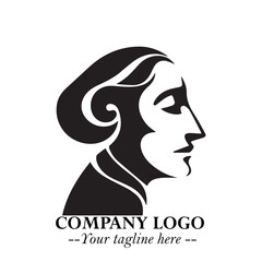 Elegant Old Woman Logo Symbol in Black on White Background with Classic and Minimalist Design