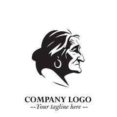Elegant Old Woman Logo Symbol in Black on White Background with Classic and Minimalist Design