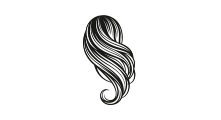 Elegant black and white hair swirl illustration featuring smooth lines and a creative artistic
