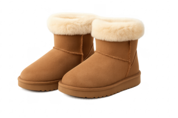 Brown suede winter boots featuring faux fur lining