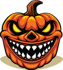 Illustration of a Creepy Pumpkin Halloween