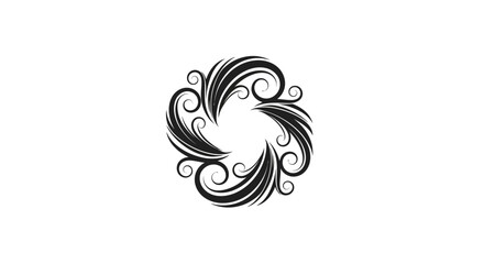 Elegant swirl design, black and white abstract circular pattern for decoration or logo, intricate