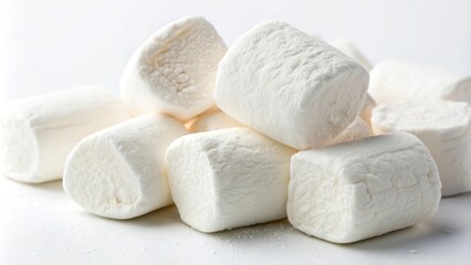 Delicious and fluffy natural marshmallow on a white background, appetizing, sweet, dessert, fluffy, delicious, homemade