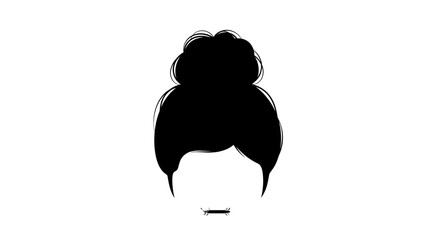 Silhouette of a woman's hairstyle with a messy bun minimalist vector illustration graphic design