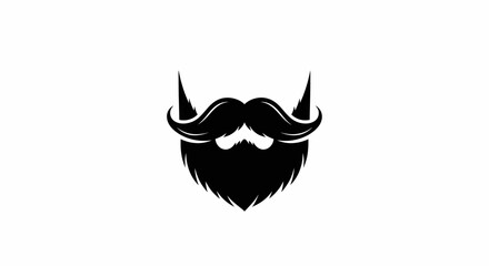 Minimalist vector illustration of a stylized black beard and mustache emblem design suitable for