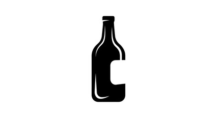 Elegant Silhouette of a Wine Bottle with a Blank Label Ready for Custom Branding Minimalist Design