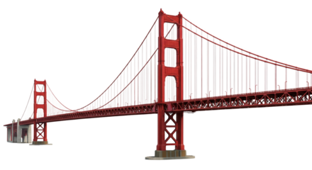 Red bridge isolated on white or transparent background