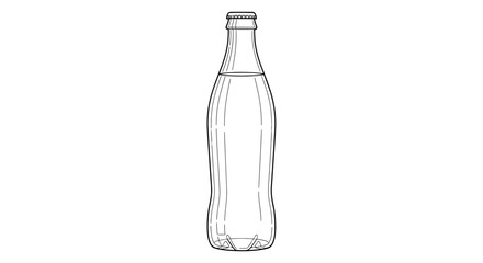 Elegant outline of a soda bottle against a clean white background evoking freshness and simplicity