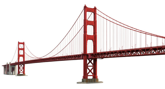 Red bridge isolated on white or transparent background